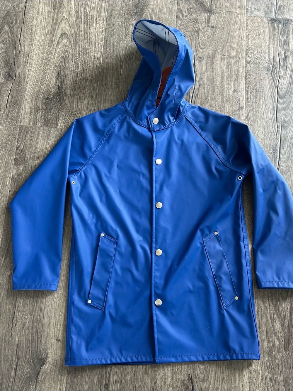 Primary Blue Hooded Raincoat Jacket